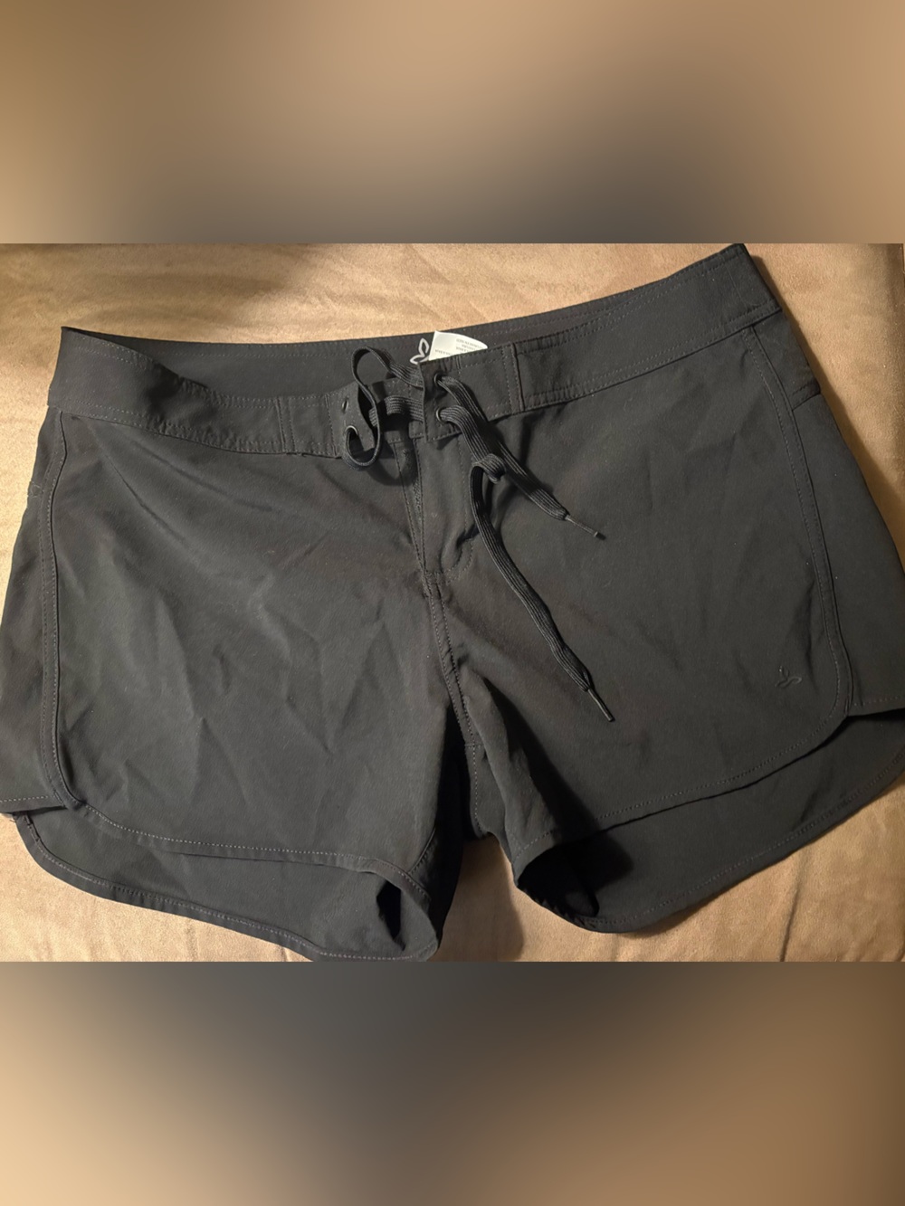 PrAna Women's Black Athletic Drawstring Shorts- swim material
